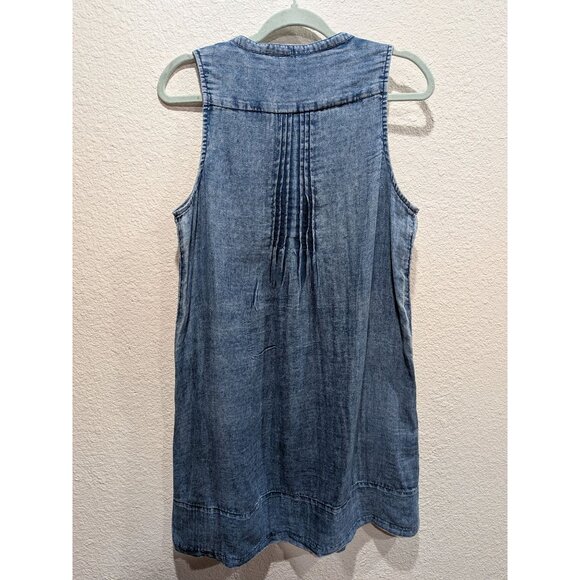 Faherty Womens Isha Chambray Cotton Tank Dress Size Small Pintuck Relaxed Fit - Picture 8 of 12